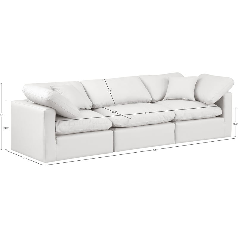 meridian furniture indulge 105&quot vegan leather modular sofa in cream