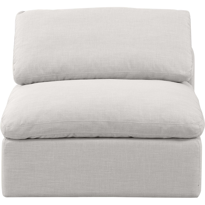Meridian Furniture Indulge Contemporary Fabric Armless Chair in Cream