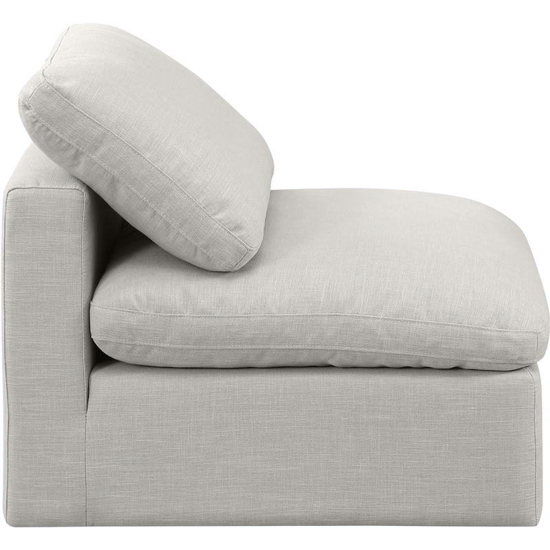 Meridian Furniture Indulge Contemporary Fabric Armless Chair in Cream