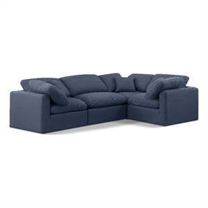 Meridian Furniture Indulge 123.5&quot Fabric L-Shaped Modular Sectional in Navy