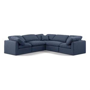 Meridian Furniture Indulge 158.5&quot Fabric L-Shaped Modular Sectional in Navy