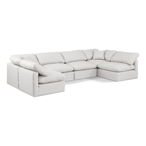 Meridian Furniture Indulge 199&quot Cream Vegan Leather U-Shaped Modular Sectional