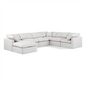 Meridian Furniture Indulge 194&quot Cream Vegan Leather U-Shaped Modular Sectional