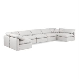 Meridian Furniture Indulge 234&quot Cream Vegan Leather U-Shaped Modular Sectional