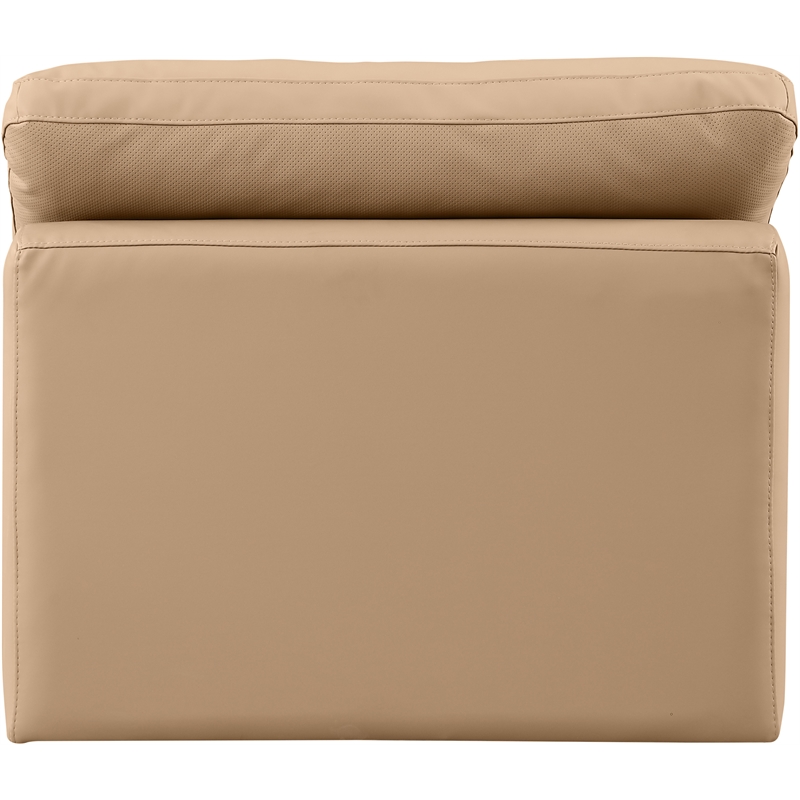 Meridian Furniture Indulge Contemporary Vegan Leather Armless Chair in Tan
