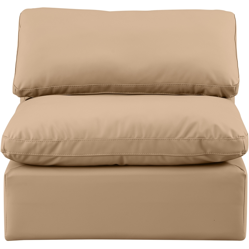 Meridian Furniture Indulge Contemporary Vegan Leather Armless Chair in Tan