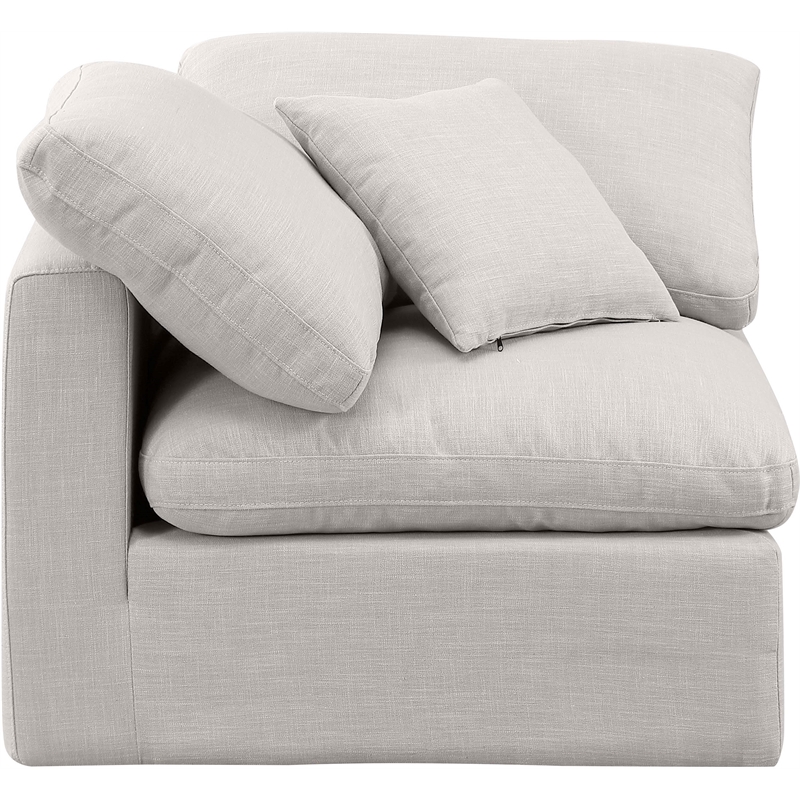 Meridian Furniture Indulge Contemporary Fabric Corner Chair in Cream
