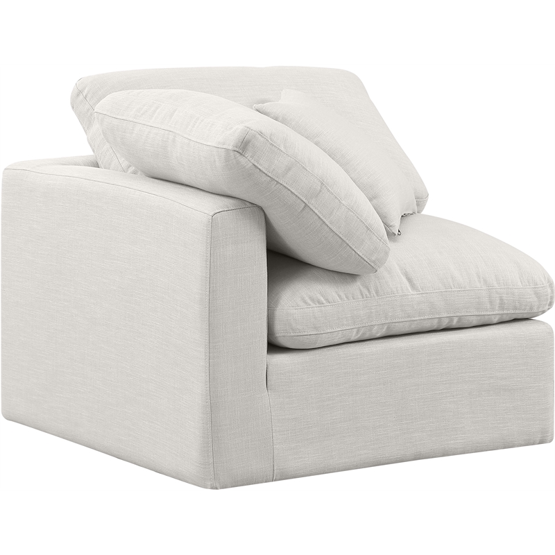 Meridian Furniture Indulge Contemporary Fabric Corner Chair in Cream