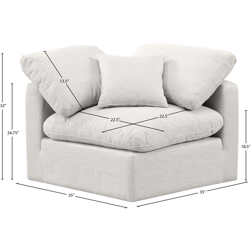 Meridian Furniture Indulge Contemporary Fabric Corner Chair in Cream
