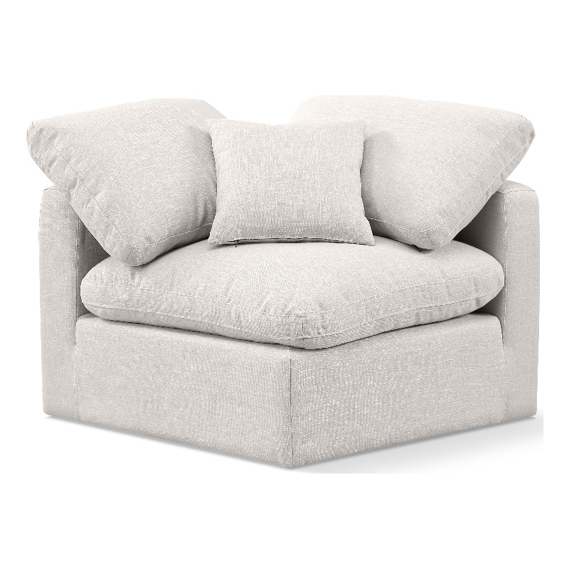 Meridian Furniture Indulge Contemporary Fabric Corner Chair in Cream