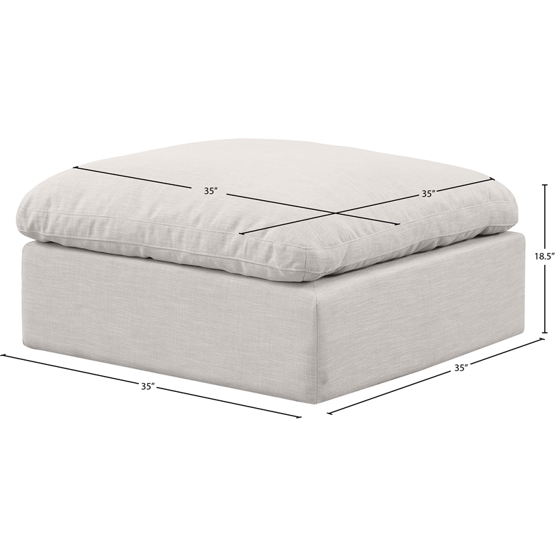 Meridian Furniture Indulge Contemporary Fabric Ottoman in Cream