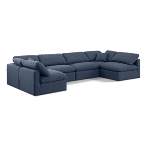 Meridian Furniture Indulge 199&quot Fabric U-Shaped Modular Sectional in Navy