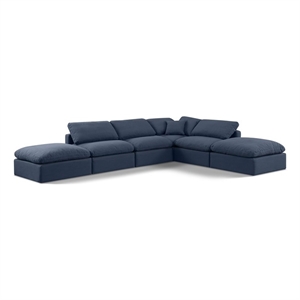 Meridian Furniture Indulge 134.5&quot Fabric U-Shaped Modular Sectional in Navy