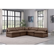 Meridian Furniture Indulge Brown Vegan Leather L-Shaped Modular Sectional