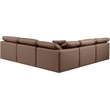 Meridian Furniture Indulge Brown Vegan Leather L-Shaped Modular Sectional
