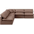 Meridian Furniture Indulge Brown Vegan Leather L-Shaped Modular Sectional