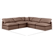 Meridian Furniture Indulge Brown Vegan Leather L-Shaped Modular Sectional