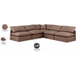 Meridian Furniture Indulge Brown Vegan Leather L-Shaped Modular Sectional