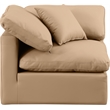 Meridian Furniture Indulge Contemporary Vegan Leather Corner Chair in Tan