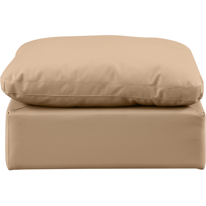 Meridian Furniture Indulge Contemporary Vegan Leather Ottoman in Tan