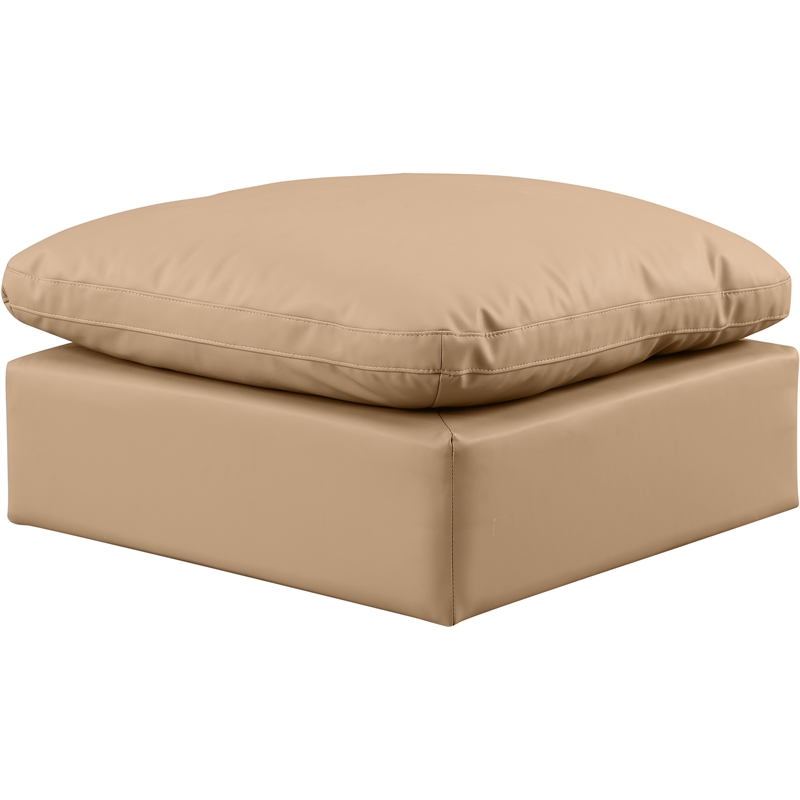 Meridian Furniture Indulge Contemporary Vegan Leather Ottoman in Tan