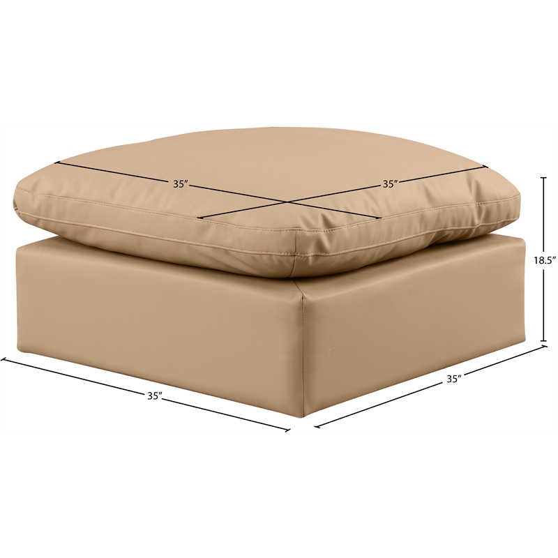 Meridian Furniture Indulge Contemporary Vegan Leather Ottoman in Tan