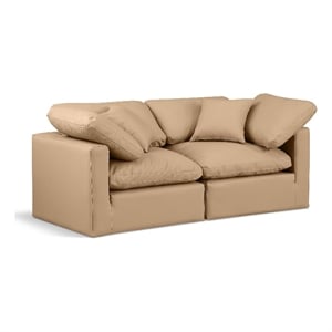 Meridian Furniture Indulge 140&quot Vegan Leather Modular Sofa in Tan
