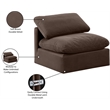 Meridian Furniture Indulge Contemporary Velvet Armless Chair in Brown