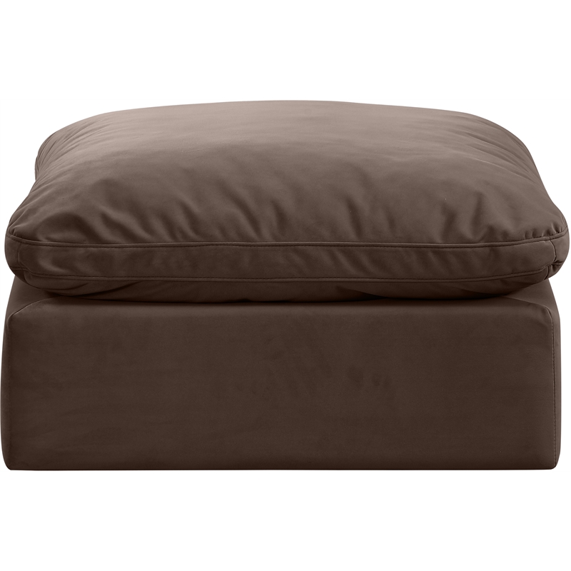 Meridian Furniture Indulge Contemporary Velvet Ottoman in Brown