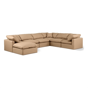 Meridian Furniture Indulge 193.5&quot Tan Vegan Leather U-Shaped Modular Sectional