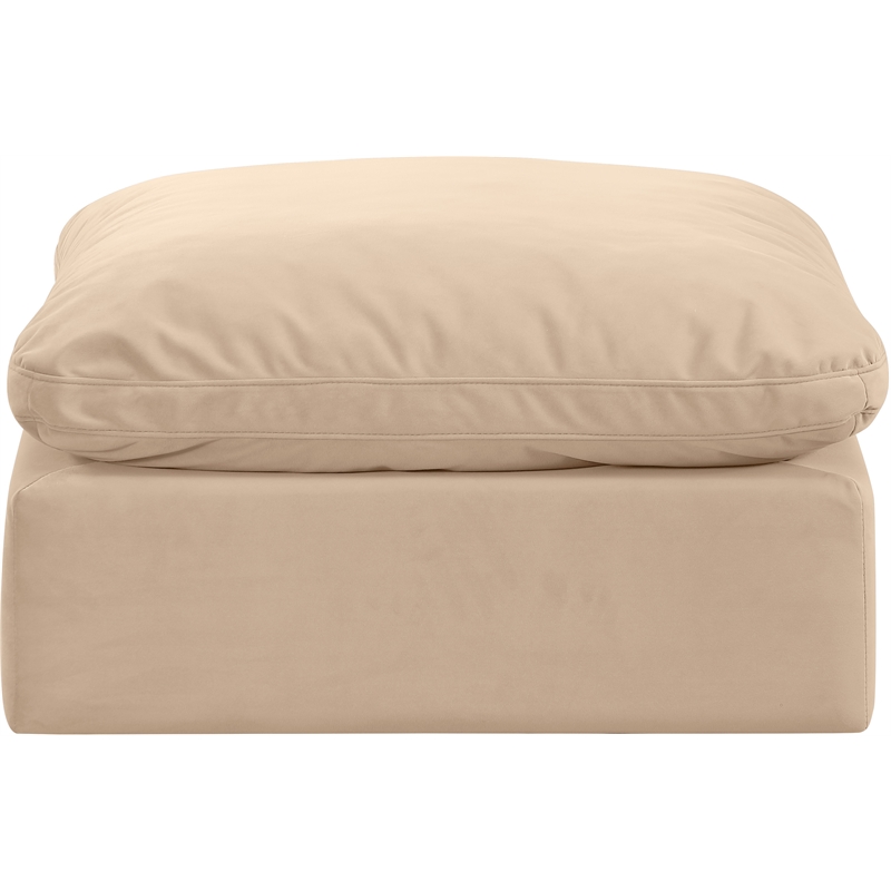 Meridian Furniture Indulge Contemporary Velvet Ottoman in Beige