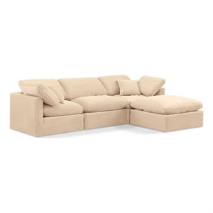 Meridian Furniture Indulge 94&quot Velvet L-Shaped Modular Sectional in Beige