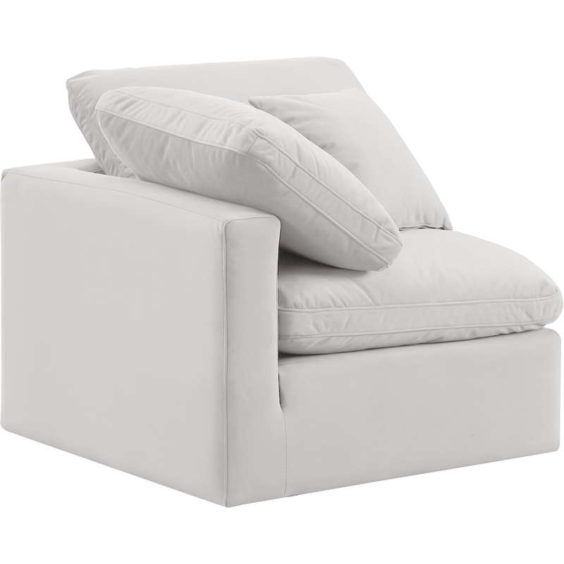Meridian Furniture Indulge Contemporary Velvet Corner Chair in Cream