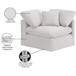 Meridian Furniture Indulge Contemporary Velvet Corner Chair in Cream