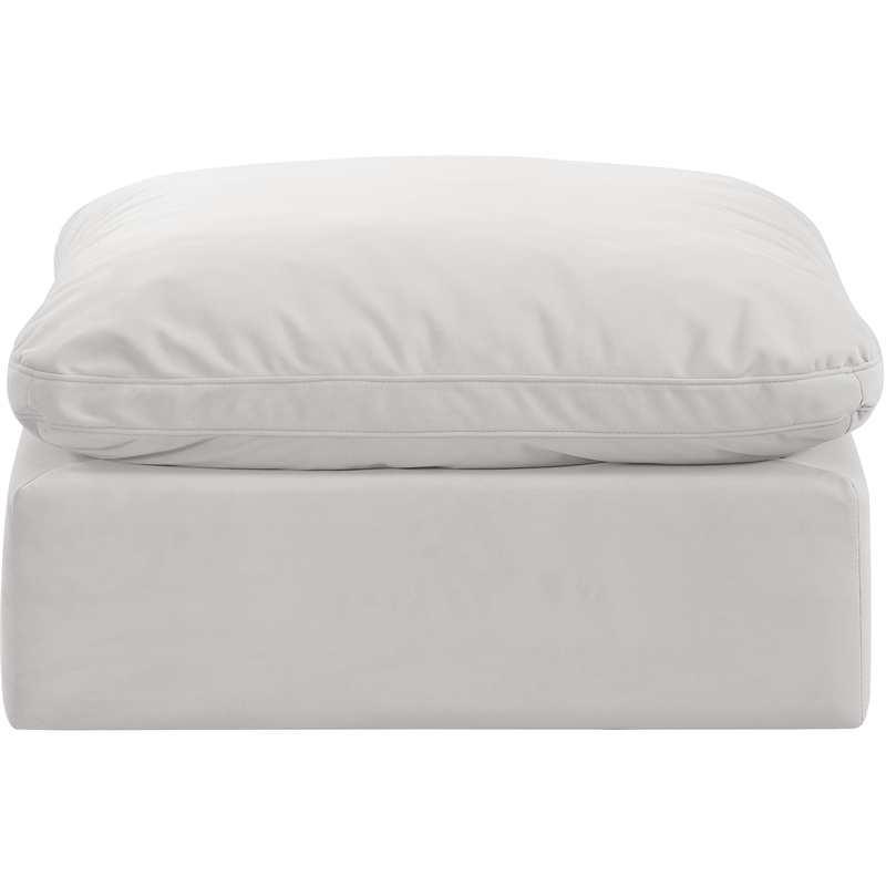 Meridian Furniture Indulge Contemporary Velvet Ottoman in Cream