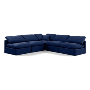 Meridian Furniture Indulge 169.5&quot Velvet L-Shaped Modular Sectional in Navy