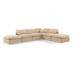 Meridian Furniture Indulge 134.5&quot Velvet U-Shaped Modular Sectional in Beige
