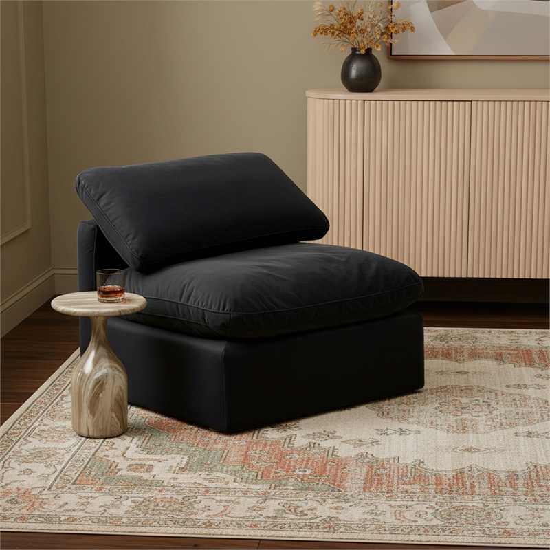 Meridian Furniture Indulge Contemporary Velvet Armless Chair in Black