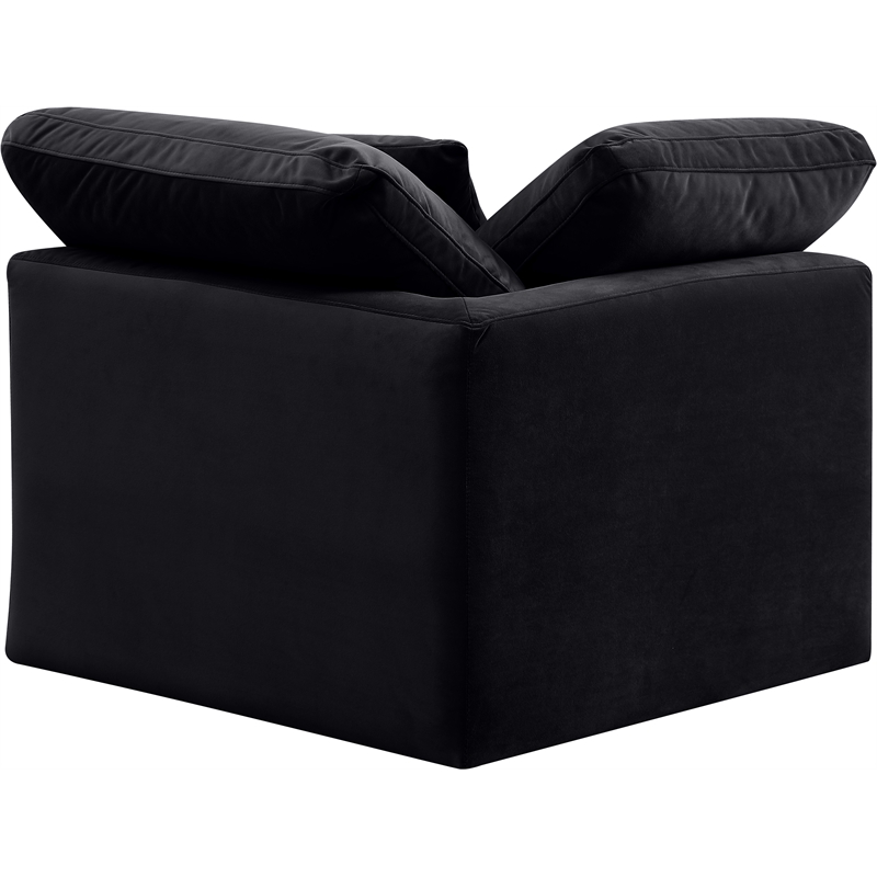 Meridian Furniture Indulge Contemporary Velvet Corner Chair in Black