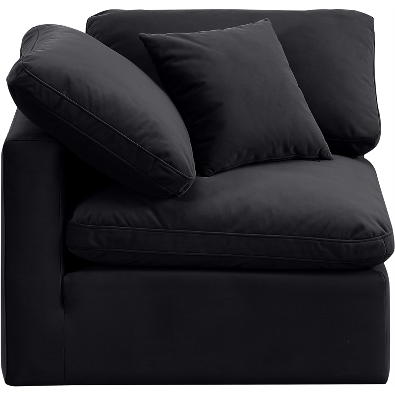 Meridian Furniture Indulge Contemporary Velvet Corner Chair in Black