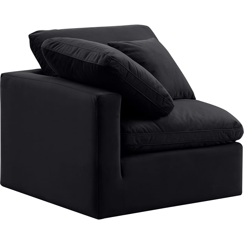 Meridian Furniture Indulge Contemporary Velvet Corner Chair in Black