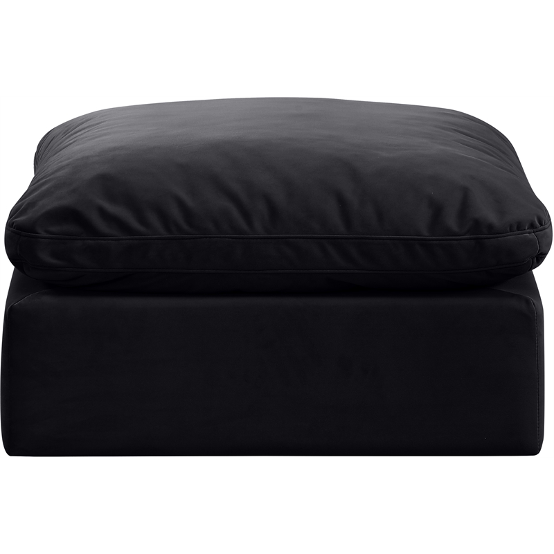 Meridian Furniture Indulge Contemporary Velvet Ottoman in Black
