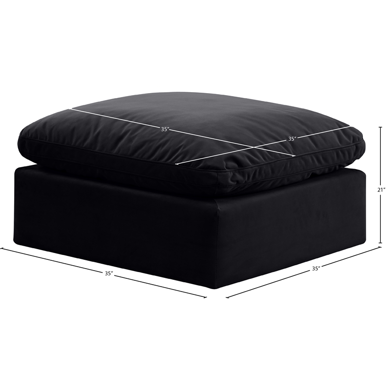 Meridian Furniture Indulge Contemporary Velvet Ottoman in Black