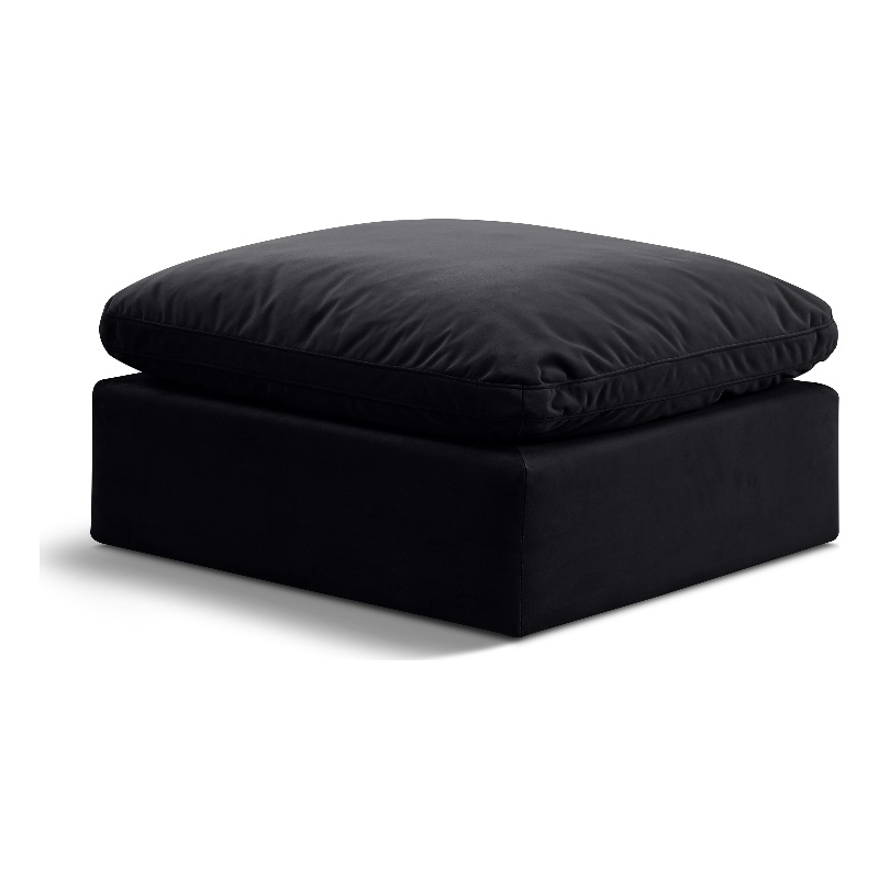 Meridian Furniture Indulge Contemporary Velvet Ottoman in Black