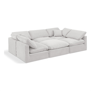 Meridian Furniture Indulge 164&quot Velvet U-Shaped Modular Sectional in Cream