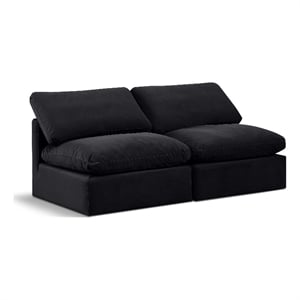 Meridian Furniture Indulge 70&quot Contemporary Velvet Modular Sofa in Black