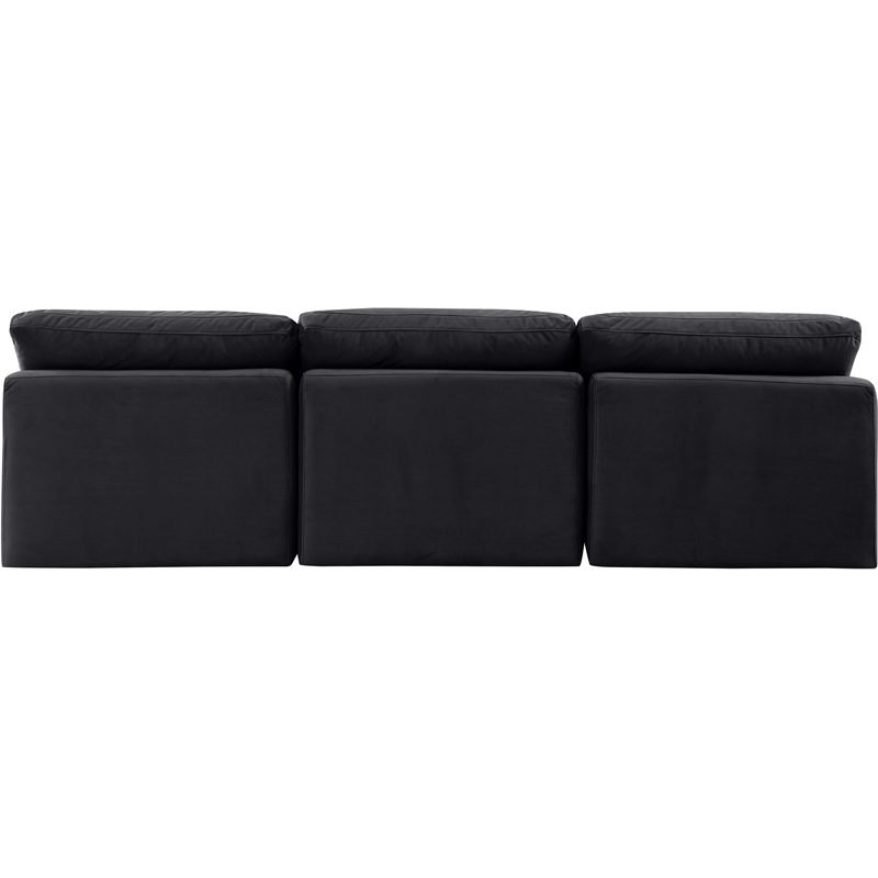 meridian furniture indulge 105&quot contemporary velvet modular sofa in black