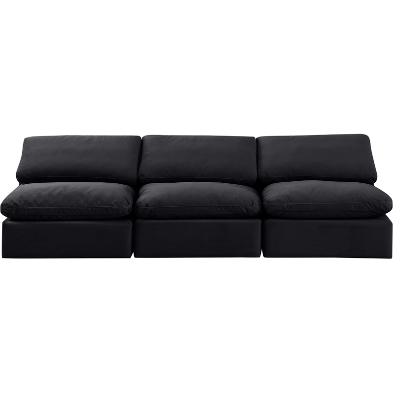 meridian furniture indulge 105&quot contemporary velvet modular sofa in black