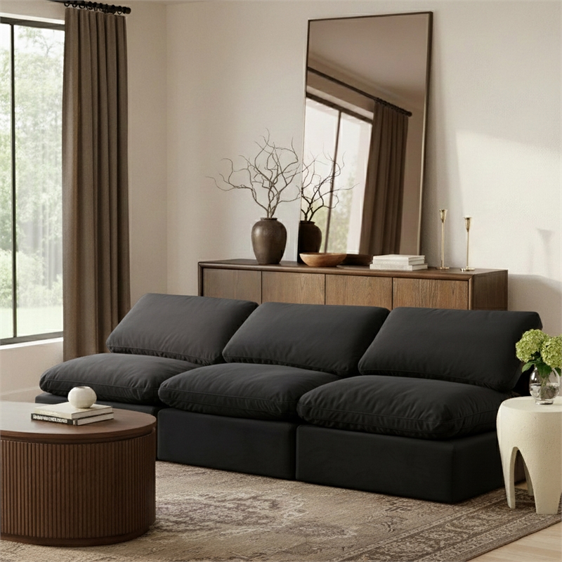 meridian furniture indulge 105&quot contemporary velvet modular sofa in black