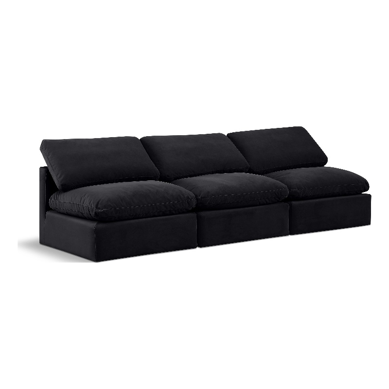 Meridian Furniture Indulge 105&quot Contemporary Velvet Modular Sofa in Black